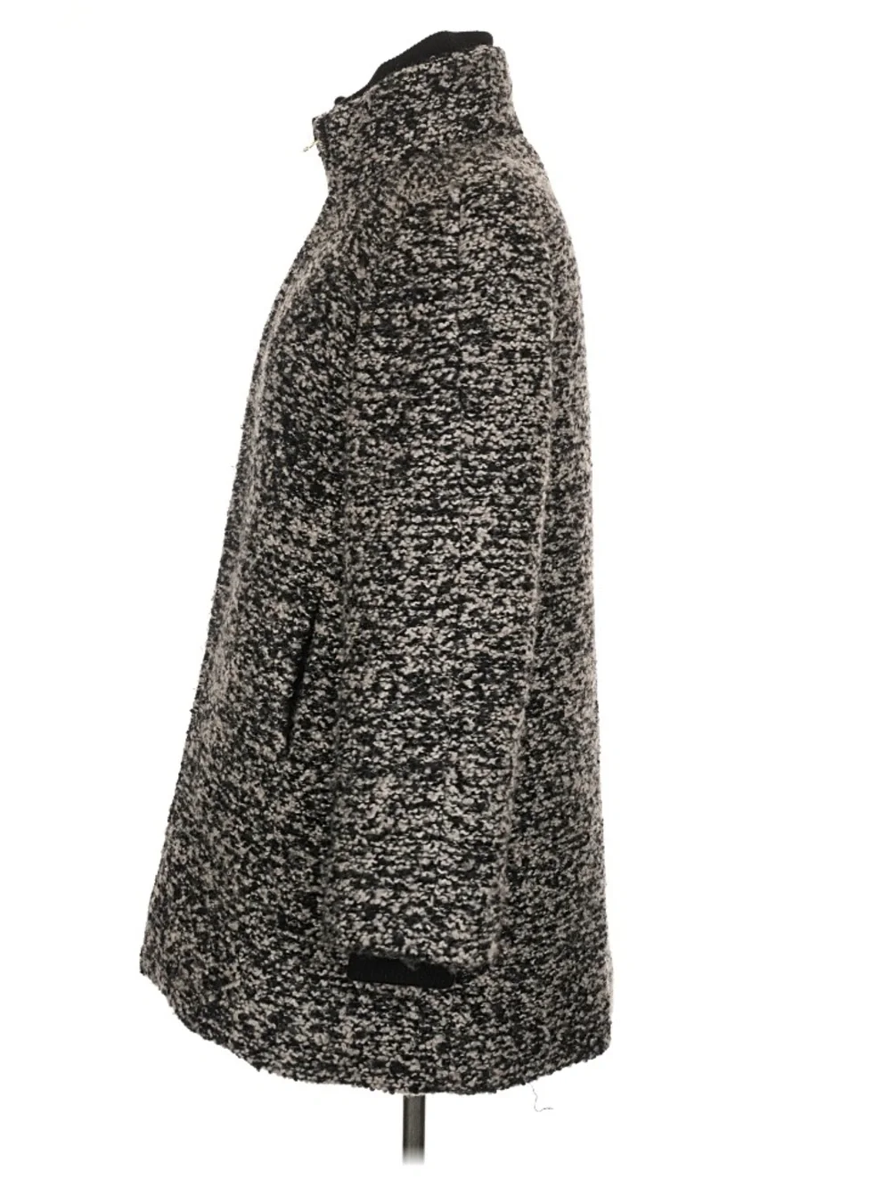 J.Crew Lodge Coat in Speckled Bouclé luxury Italian Wool Black White Size 10 - Picture 7 of 10